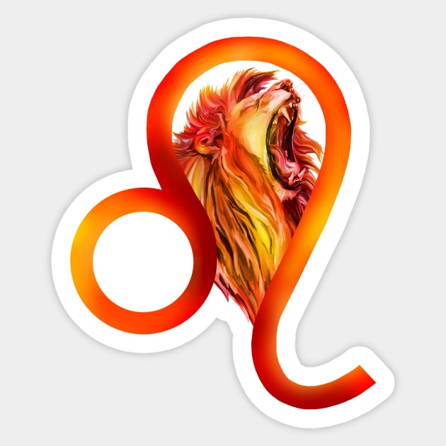 Firey Leo Zodiac Lion Sticker by Art by Deborah Camp